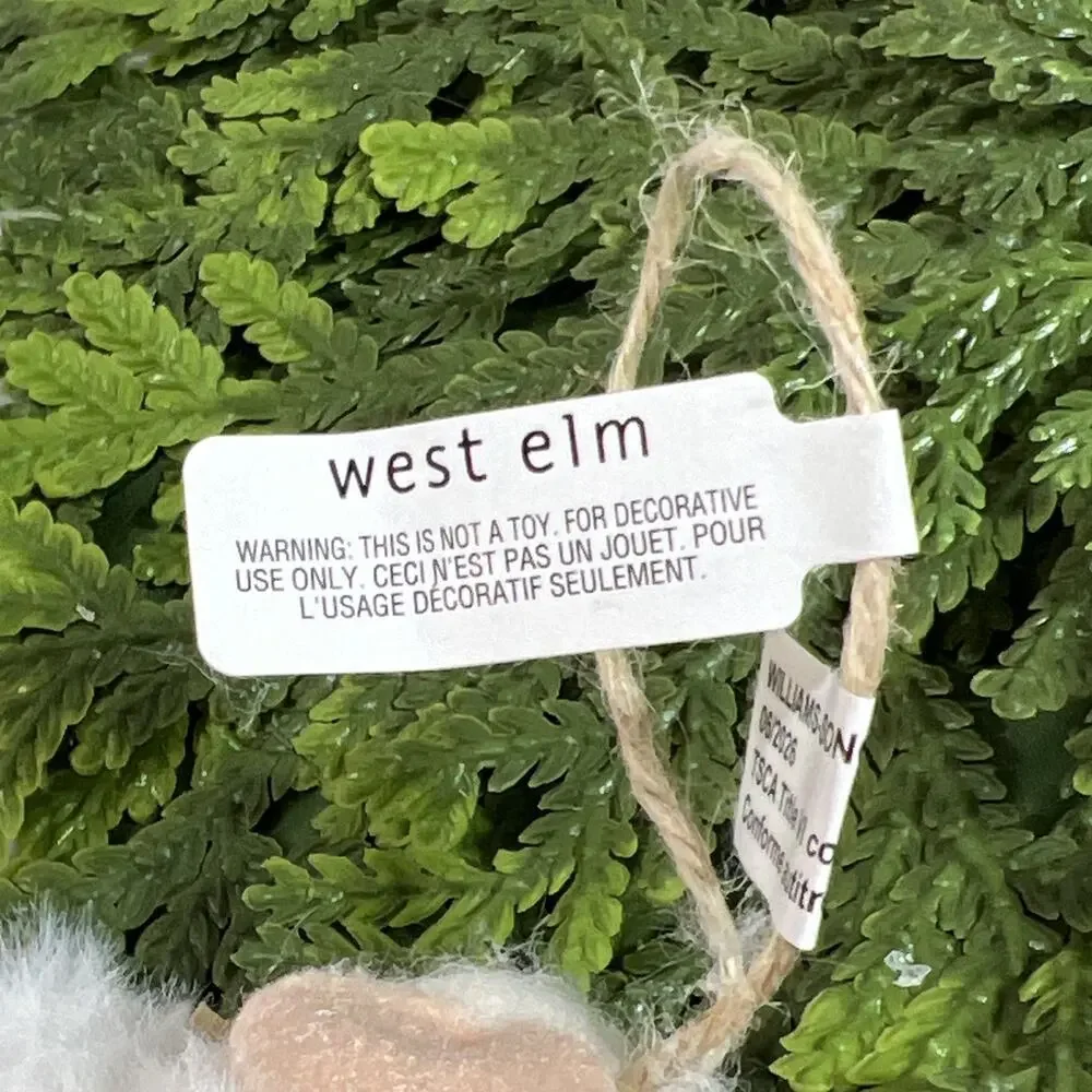 West Elm Felt Mouse Skier Christmas Ornament Furry White Coat Skiing Ski